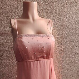 Pink Beaded Woman Dress. Formal: Wedding, Prom, Homecoming.